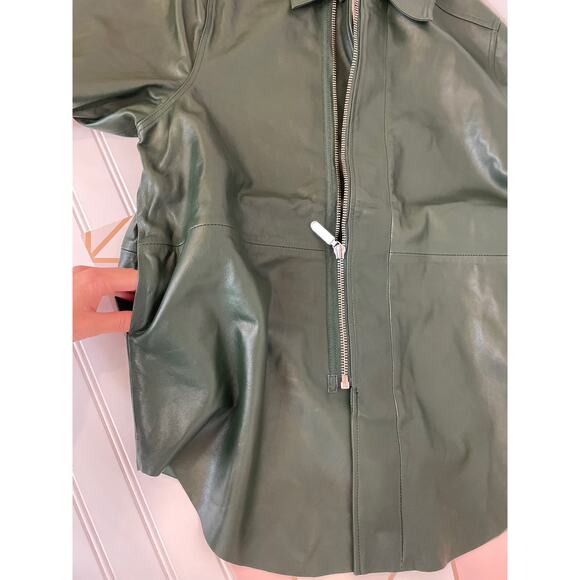 NWT REVOLVE Nikko Leather Shacket in GreenL'Academie Moto Biker Outdoor Size M - Picture 8 of 9